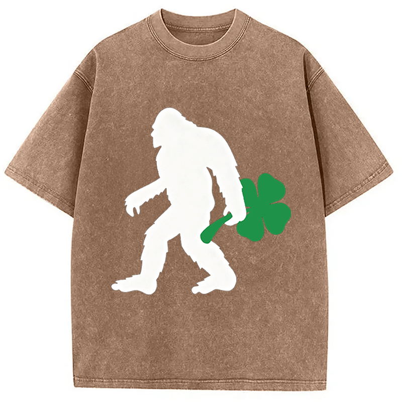 Modecanvas Bigfoot Hold Lucky DTG Printing Washed T-Shirt