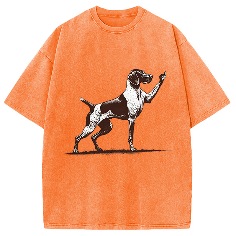 Modecanvas Rude Pointer Dog DTG Printing Washed T-Shirt