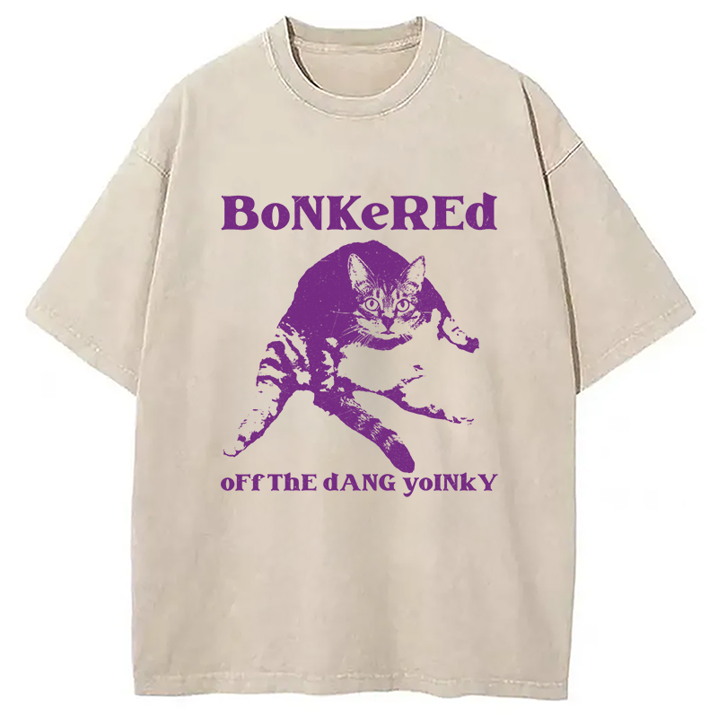 Modecanvas Bonkered Off The Dang Yoinky Cat Meme Washed T-Shirt