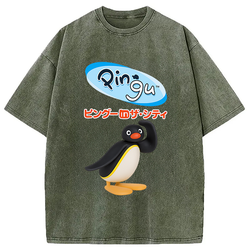 Modecanvas Pingu In The City Japanese Washed T-Shirt