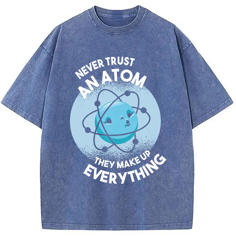 Modecanvas Funny Atom 100% Ring Spin DTG Printing Washed T-Shirt