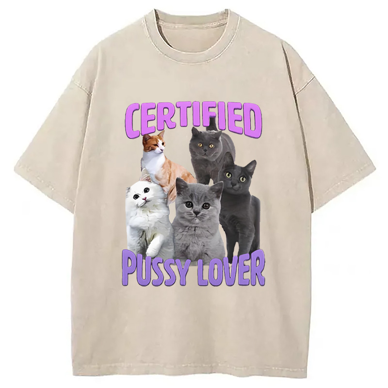 Modecanvas Certified Pussy Lover Washed T-Shirt