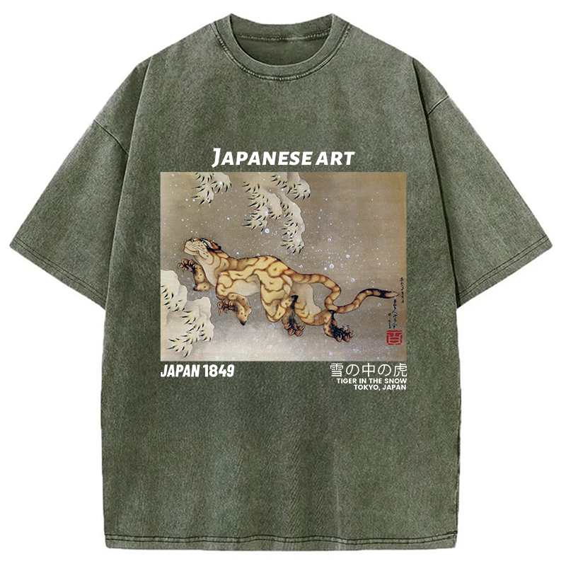 Modecanvas Tiger in the Snow Washed T-Shirt