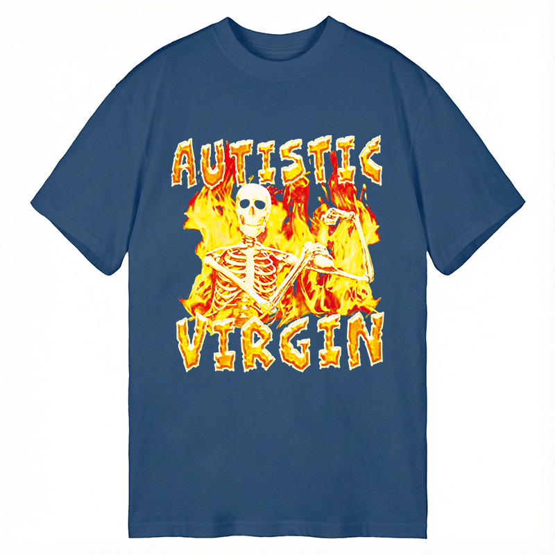Modecanvas Autistic Virgin Funny Skeleton DTG Printing Classic T-Shirt-modecanvas