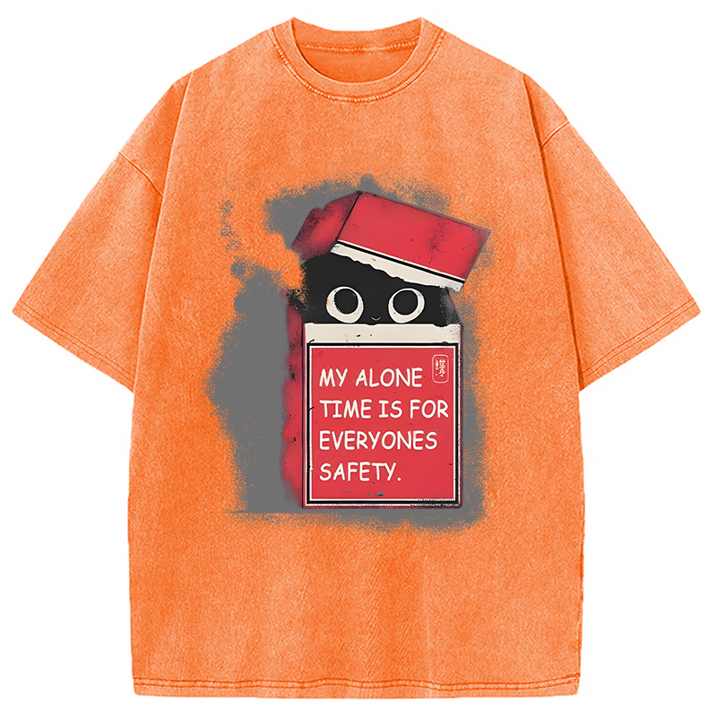 Modecanvas Funny Cat In A Cigarette Box Washed T-Shirt