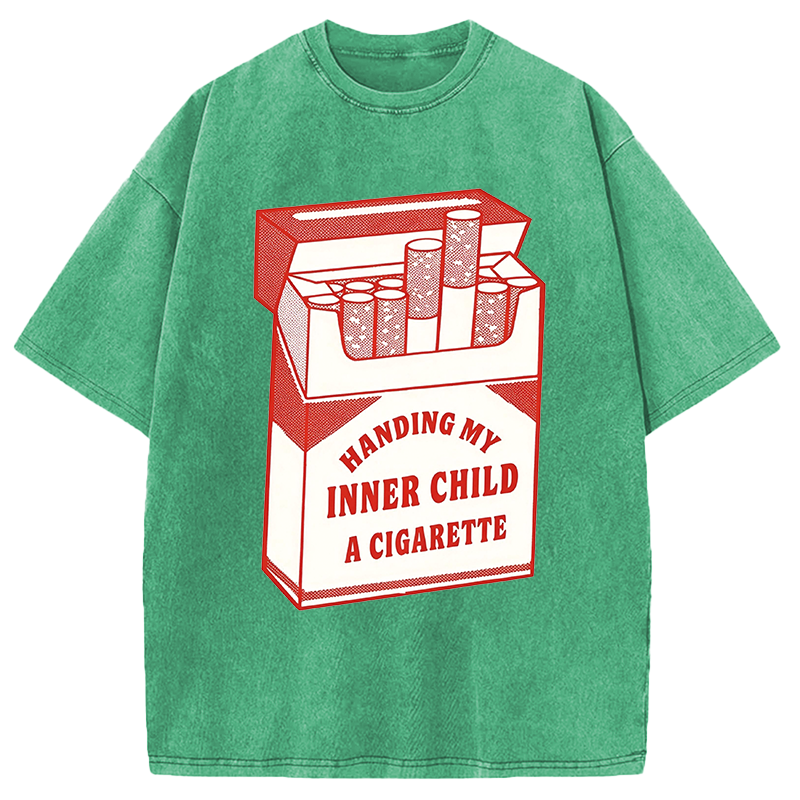 Modecanvas Inner Child Cigarette DTG Printing Washed T-Shirt