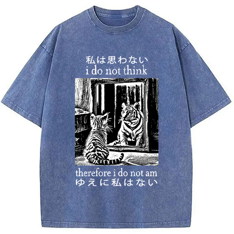 Modecanvas Thinking Cat Japanese Washed T-Shirt
