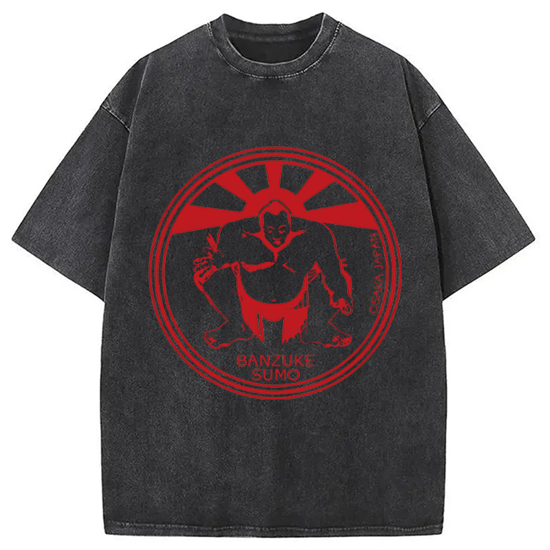 Modecanvas Sumo Wrestling DTG Printing Washed T-Shirt