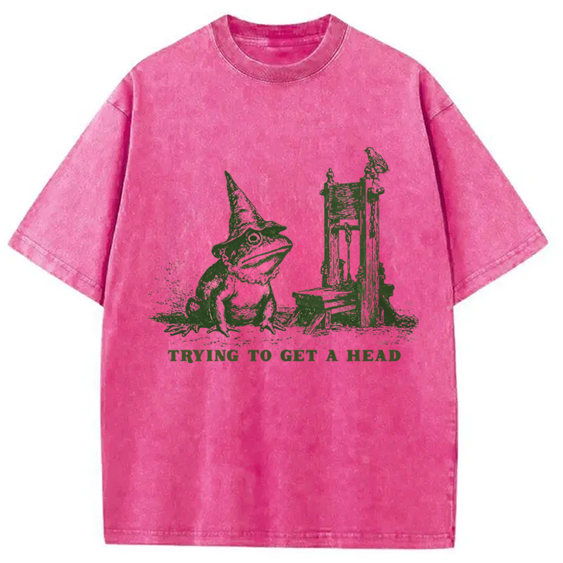 Modecanvas Funny Guillotine Frog DTG Printing Washed T-Shirt