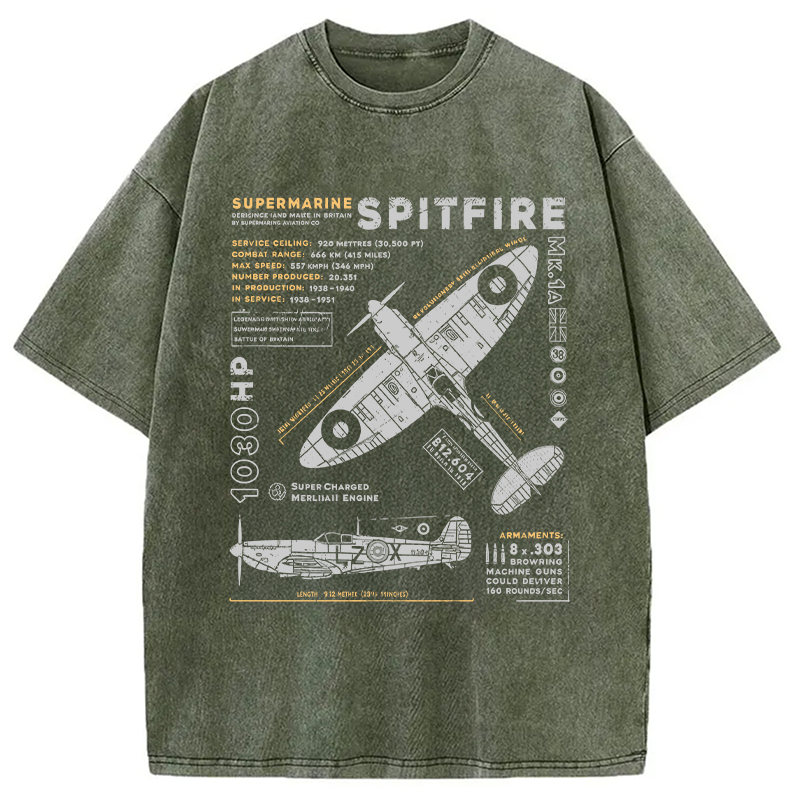 Modecanvas Royal Air Force Marlin Figher DTG Printing Washed T-Shirt