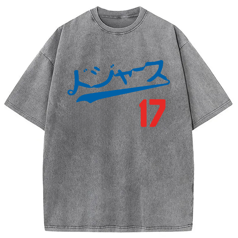 Modecanvas Los Angeles Japanese Baseball Fan Washed T-Shirt