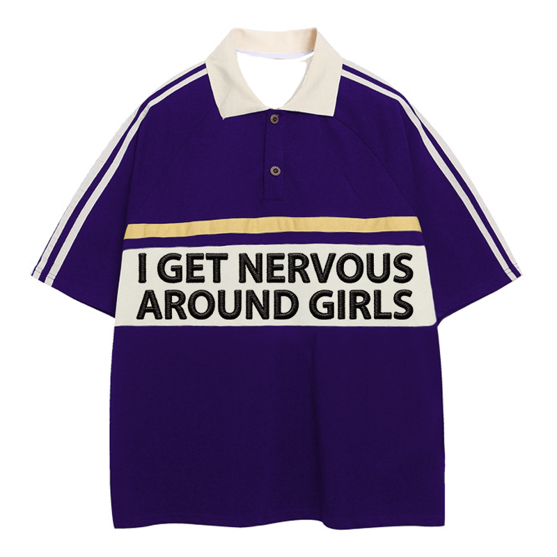 Modecanvas I Get Nnerves Polo Embroidered T-Shirt
