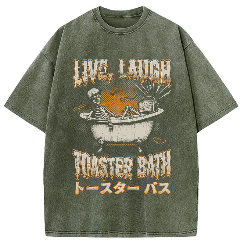 Modecanvas Skeleton Taking A Bath Washed T-Shirt