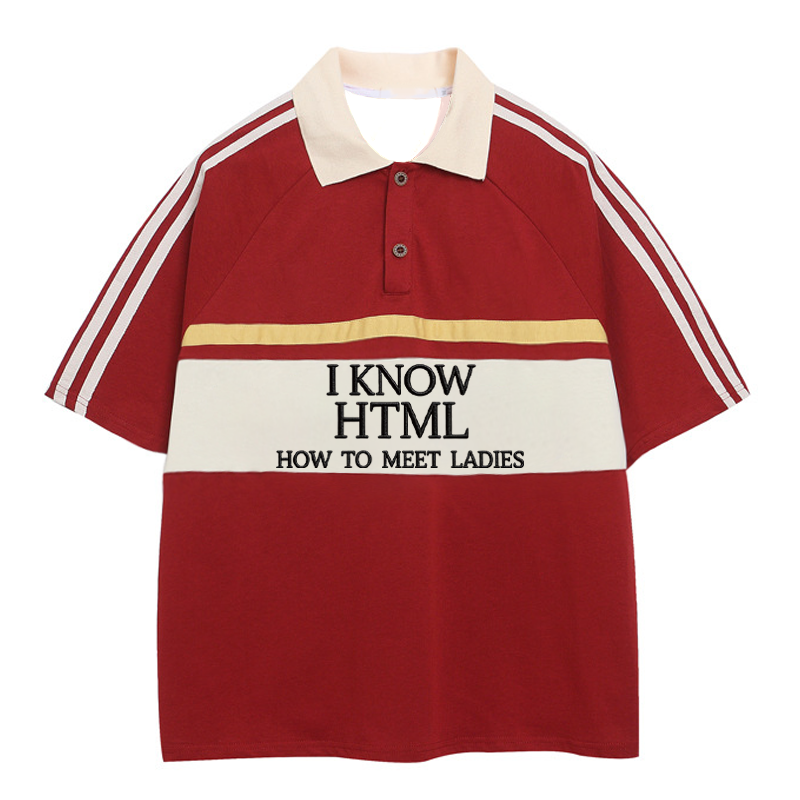 Modecanvas I Know HTML Polo Embroidered T-Shirt