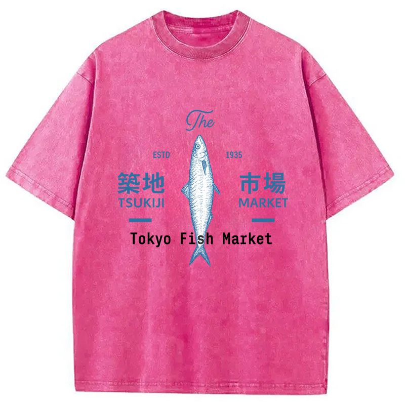 Modecanvas Tsukiji Tokyo Fish Market Vintage Washed T-Shirt