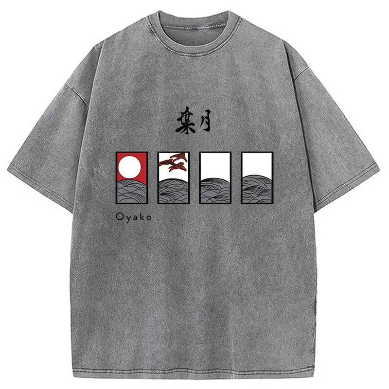 Modecanvas Hanafuda August Suite Japanese Washed T-Shirt