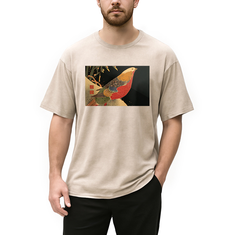 Modecanvas Golden Pheasant in the Snow Washed T-Shirt