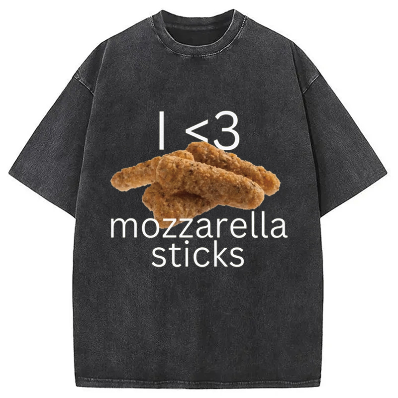 Modecanvas Mozzarella Sticks Meme DTG Printing Washed T-Shirt