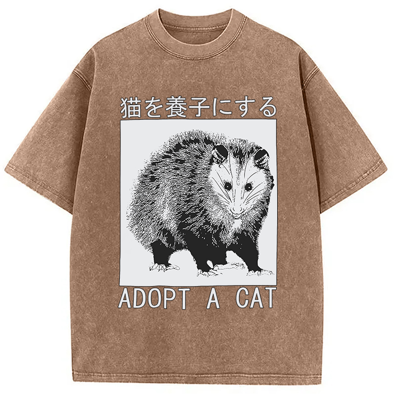 Modecanvas Adopt a Cat Japanese Washed T-Shirt