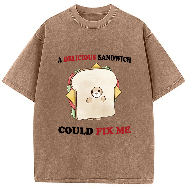 Modecanvas Delicious Sandwich Could Fix Me DTG Printing Washed T-Shirt