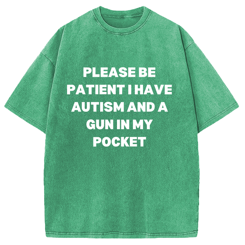 Modecanvas A Gun in My Pocket Washed T-Shirt-modecanvas