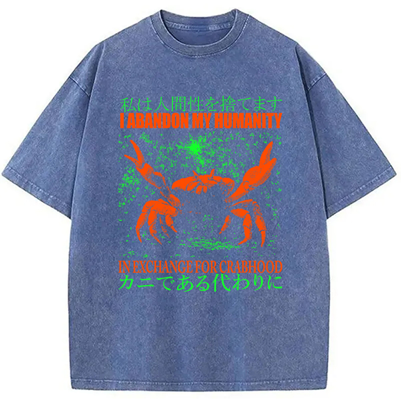 Modecanvas Vintage Japanese Crab Jokes Washed T-Shirt-modecanvas