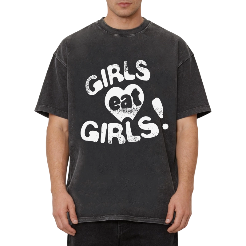 Modecanvas Girls Eat Girls DTG Printing Washed T-Shirt