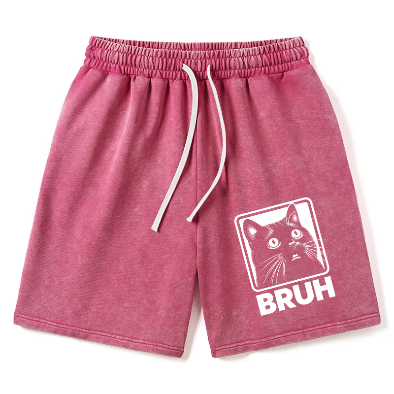 Modecanvas BRUH Cat Washed Short
