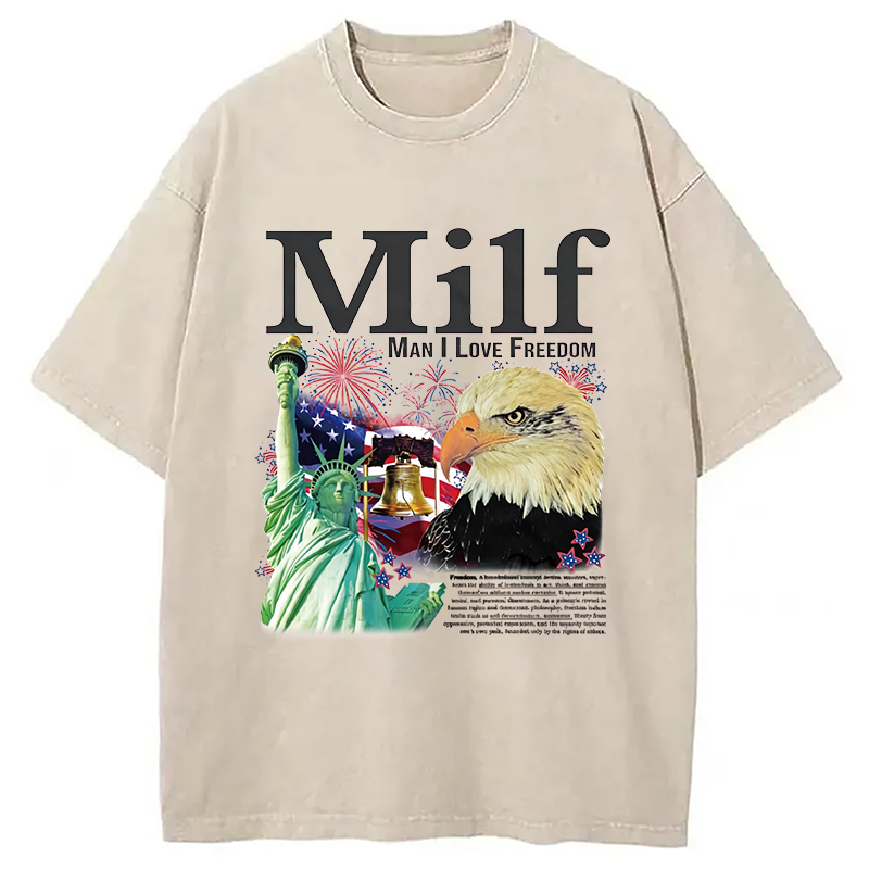 Modecanvas Man I Love Freedom DTG Printing Washed T-Shirt
