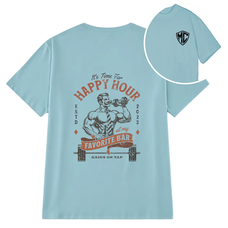 Modecanvas Happy Hour At The Gym Funny DTG Printing Back Classic T-Shirt
