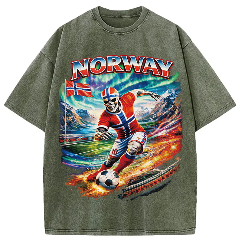 Modecanvas Northern Lights Football DTG Printing Washed T-Shirt