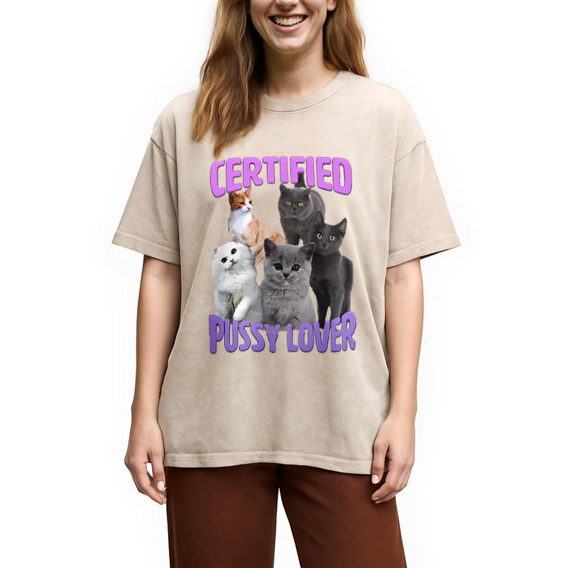 Modecanvas Certified Pussy Lover Washed T-Shirt