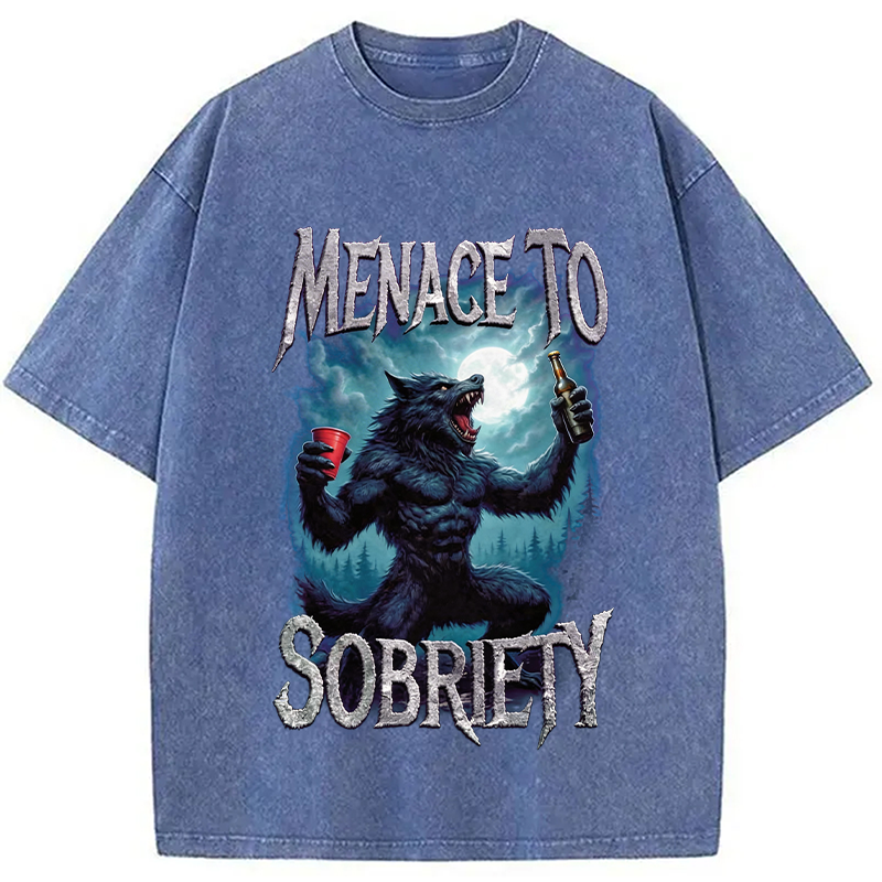 Modecanvas Menace To Sobriety Washed T-Shirt-modecanvas