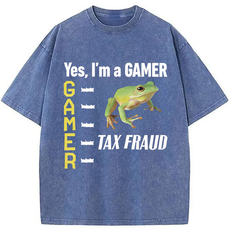 Modecanvas Frog Gamer Meme Washed T-Shirt