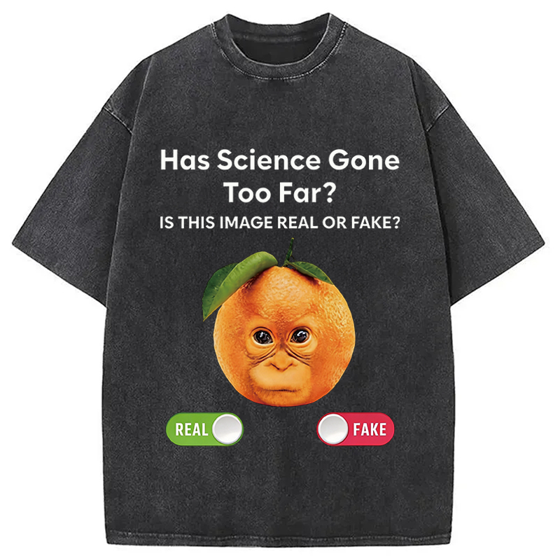Modecanvas Has Science Gone Too Far Orange Monkey DTG Printing Washed T-Shirt