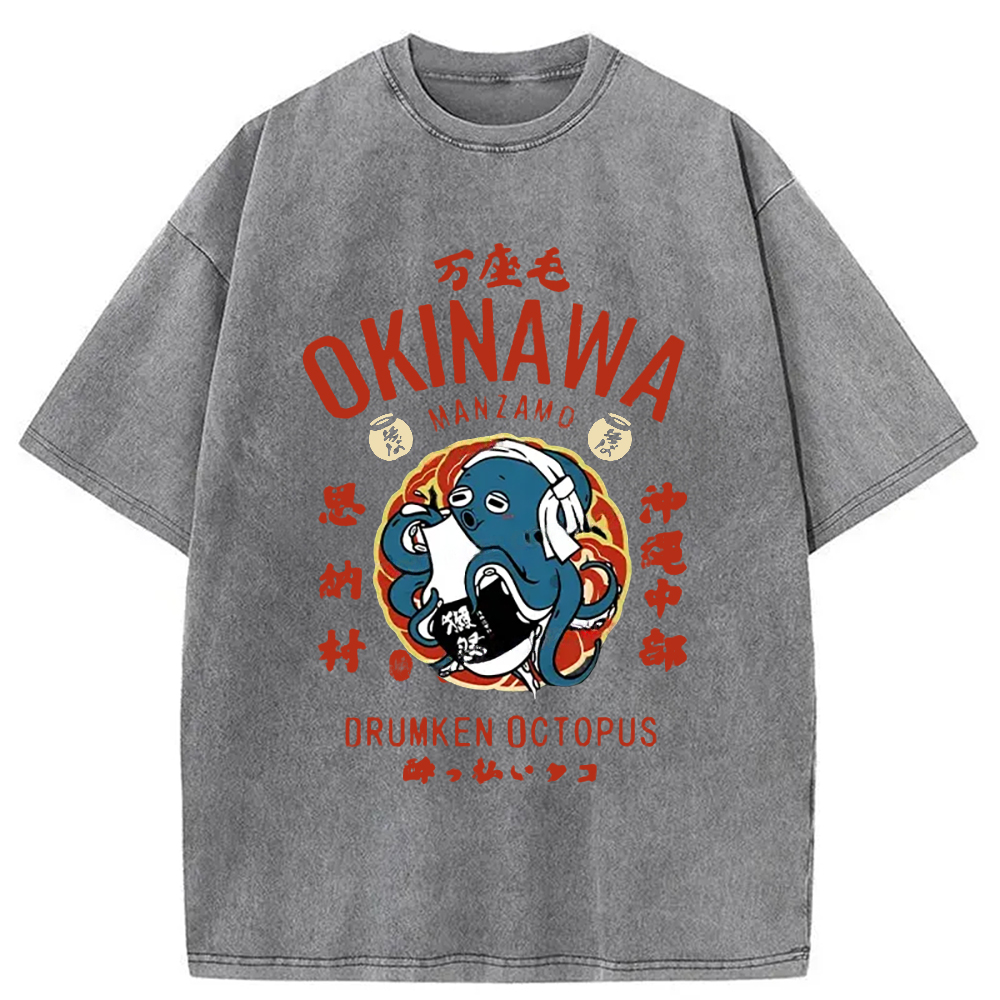 Modecanvas Okinawa Drunken Octopus Washed T-Shirt