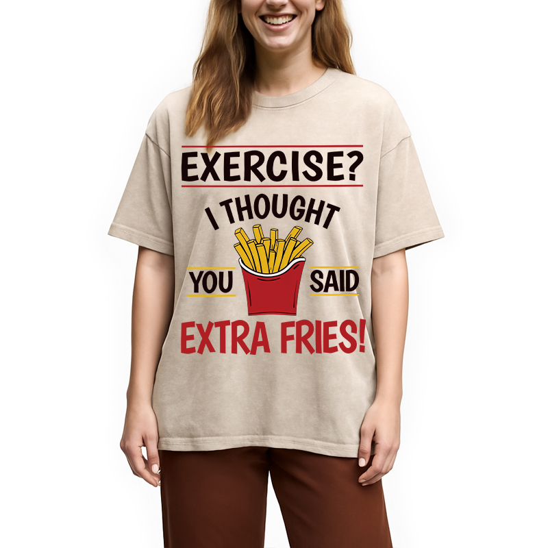 Modecanvas Funny Exercise Meme Washed T-Shirt