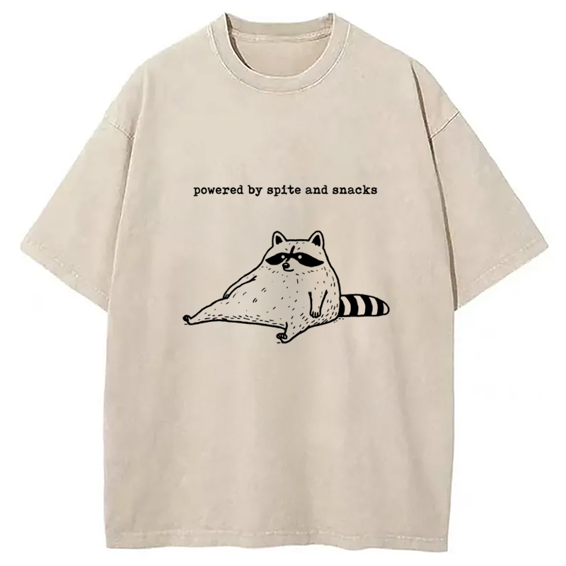 Modecanvas Powered by Spite and Snacks Funny Washed T-Shirt