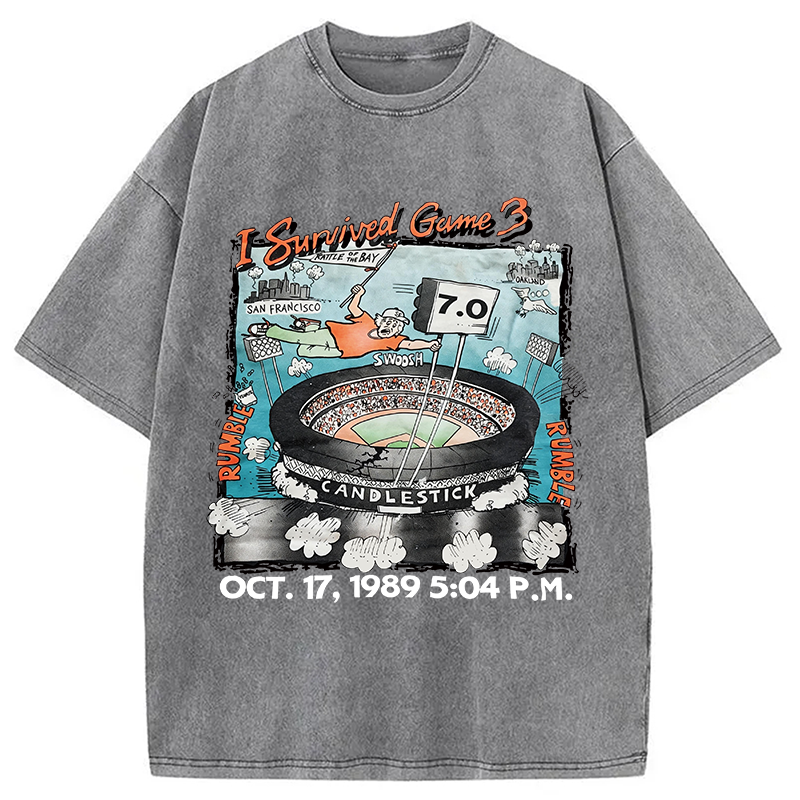 Modecanvas I Survived Game 3 Rattle Of The Bay DTG Printing Washed T-Shirt