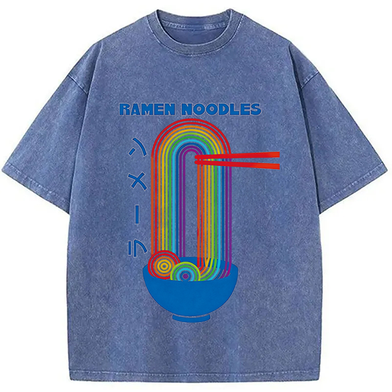 Modecanvas Ramen Rainbow DTG Printing Washed T-Shirt