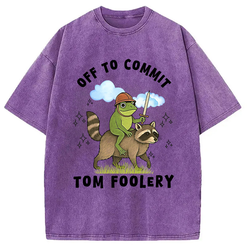 Modecanvas Funny Frog Raccoon Sarcastic Meme Washed T-Shirt