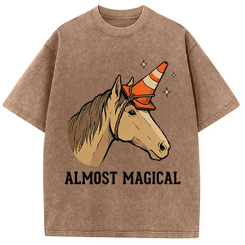 Modecanvas Almost Magical Horse DTG Printing Washed T-Shirt