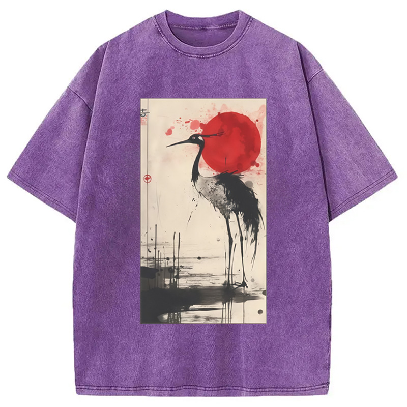 Modecanvas Japanese Crane Washed T-Shirt
