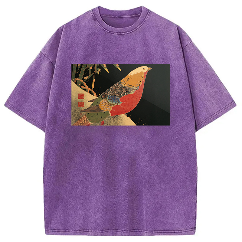 Modecanvas Golden Pheasant in the Snow Washed T-Shirt