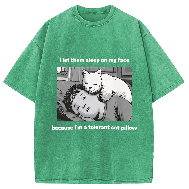 Modecanvas Funny Cat Servant DTG Printing Washed T-Shirt
