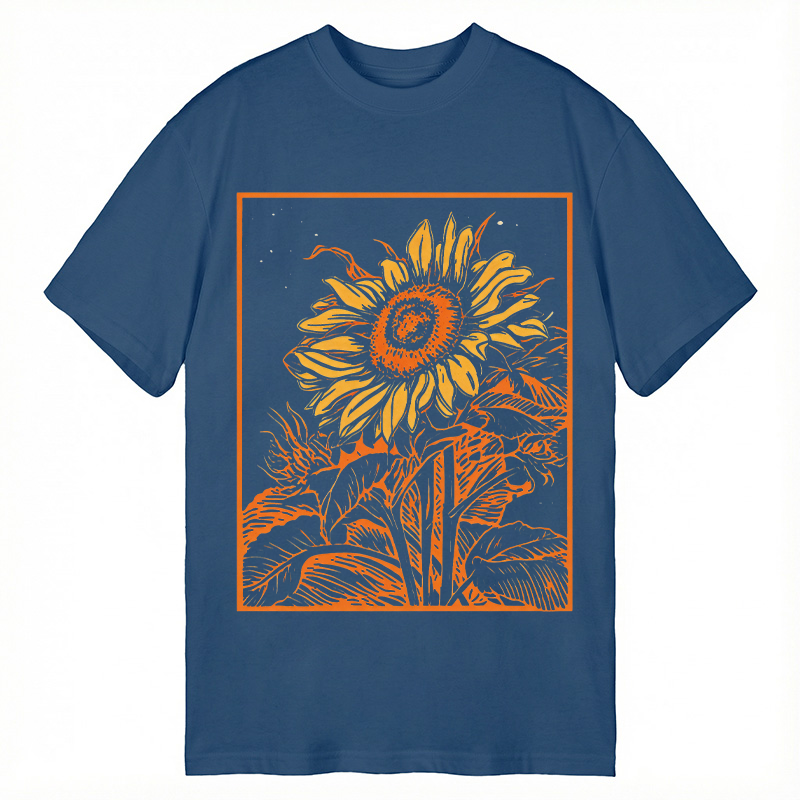 Modecanvas Vintage Woodcut Bloom DTG Printing Classic T-Shirt-modecanvas