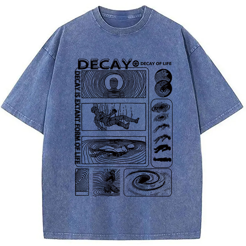 Modecanvas Decay Of Life DTG Printing Washed T-Shirt-modecanvas