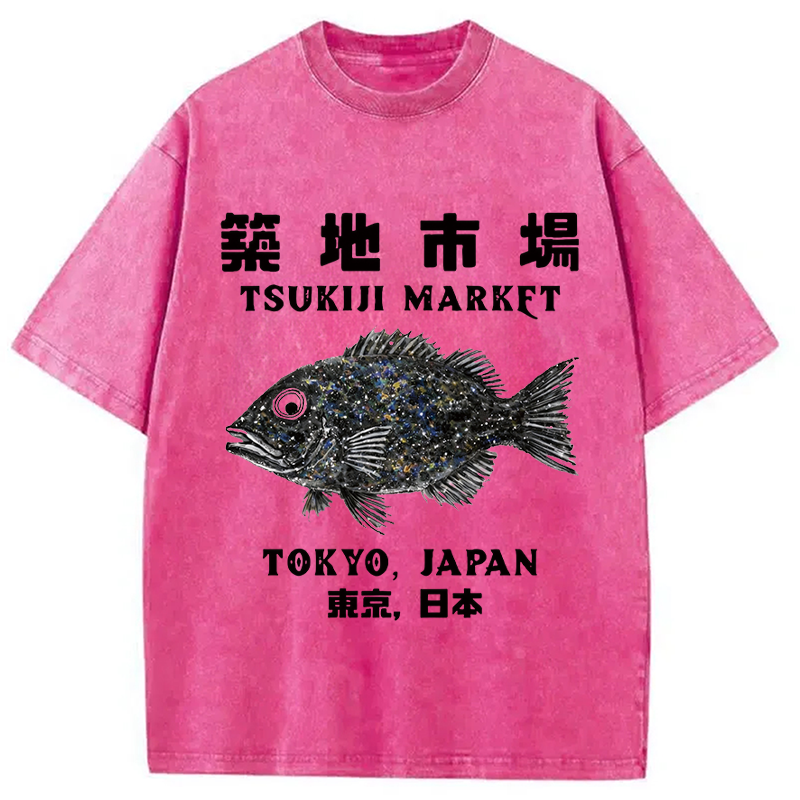 Modecanvas Tokyo Tsukiji Market DTG Printing Washed T-Shirt