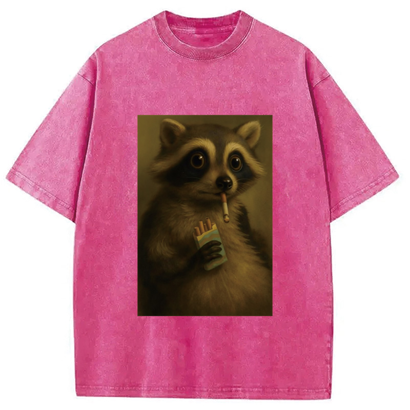 Modecanvas Smoking Raccon Washed T-Shirt