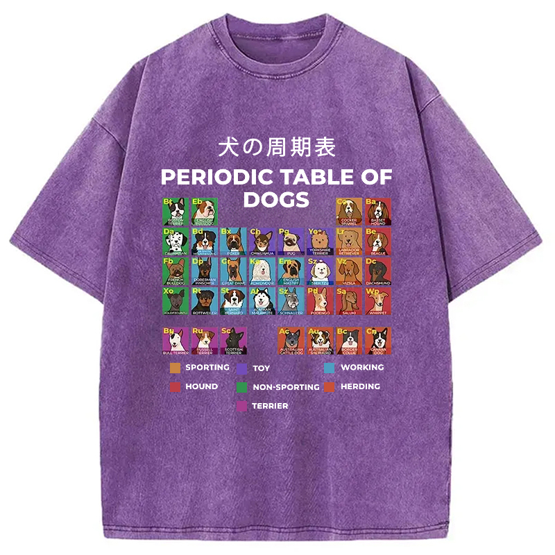 Modecanvas Periodic Table Of Dogs Washed T-Shirt-modecanvas